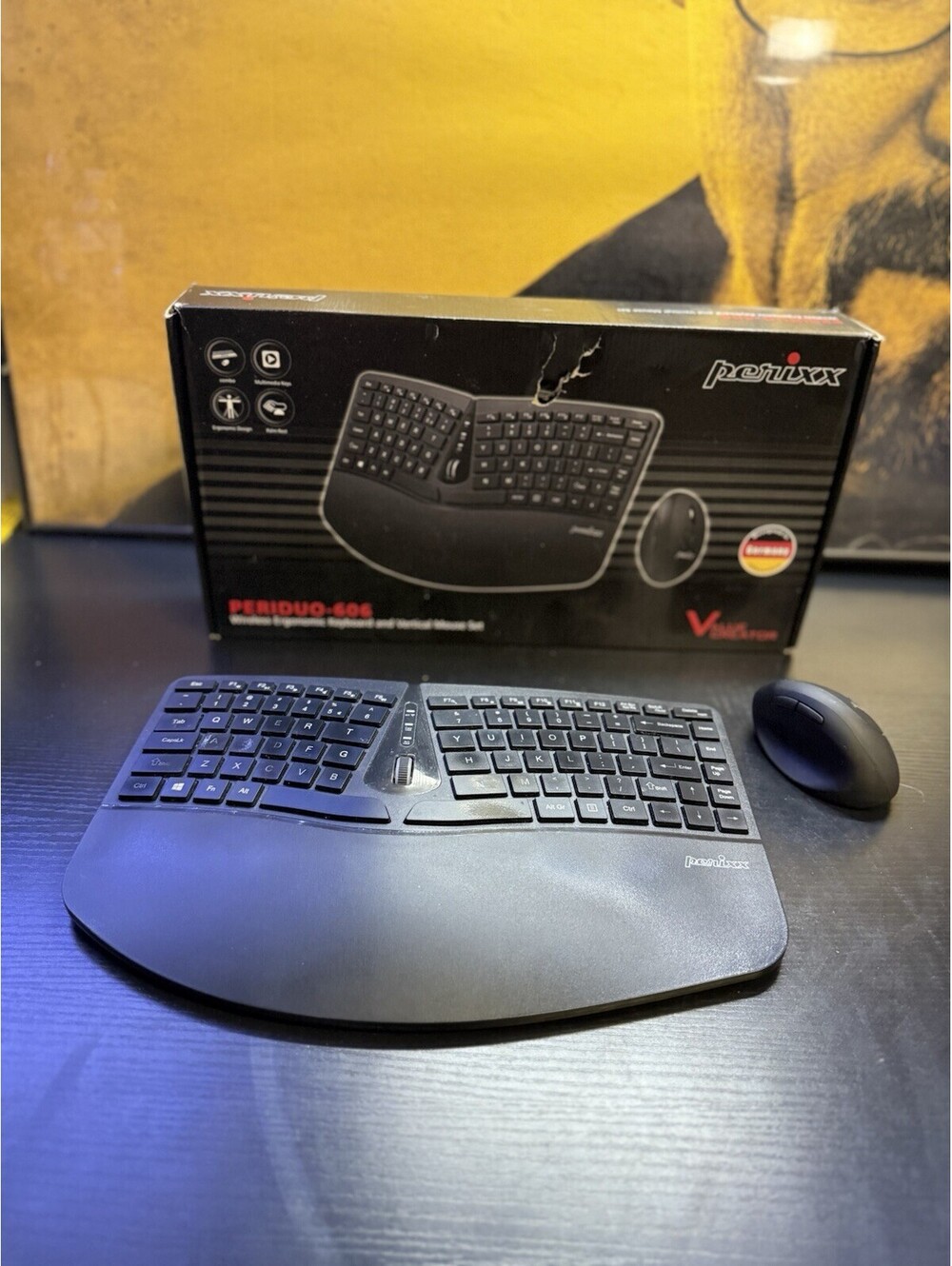 Perixx PERIDUO-606 Wireless Keyboard Vertical Mouse Set No USB Dongle